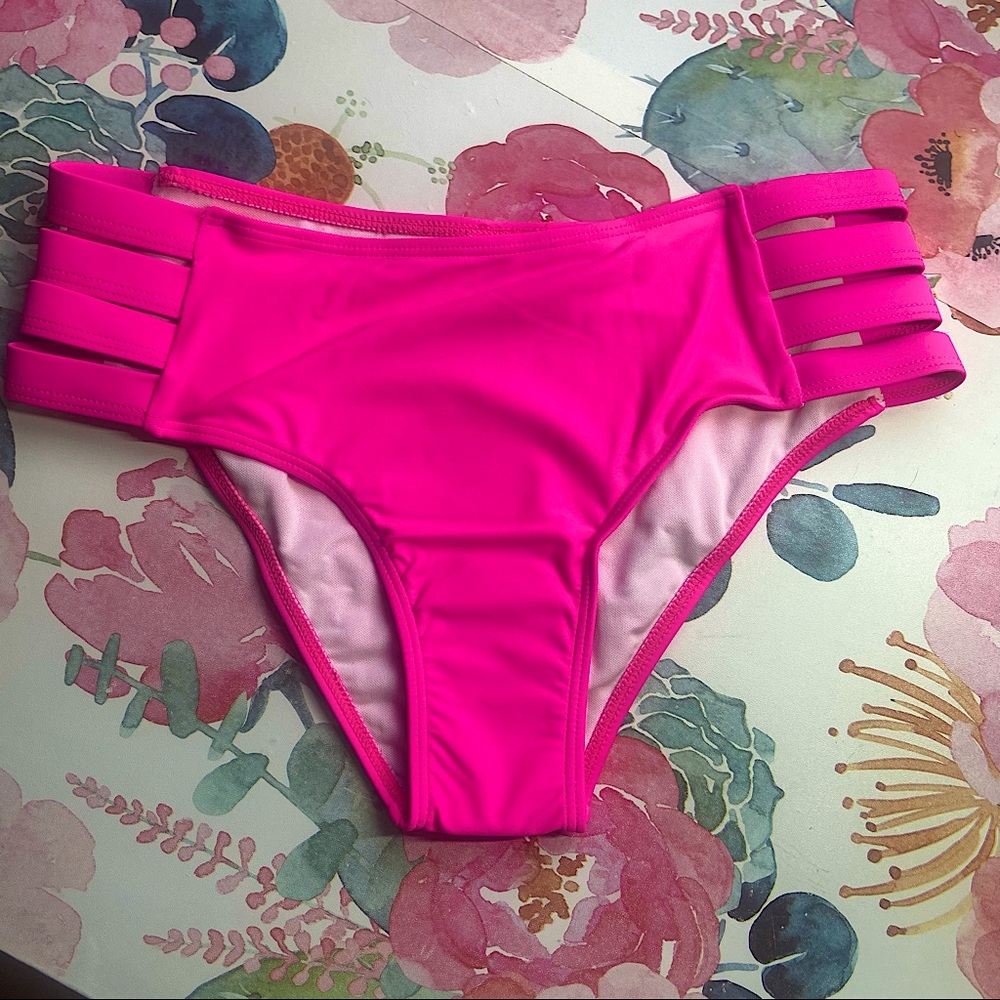 SHEIN Hot Pink cut out bikini bottoms